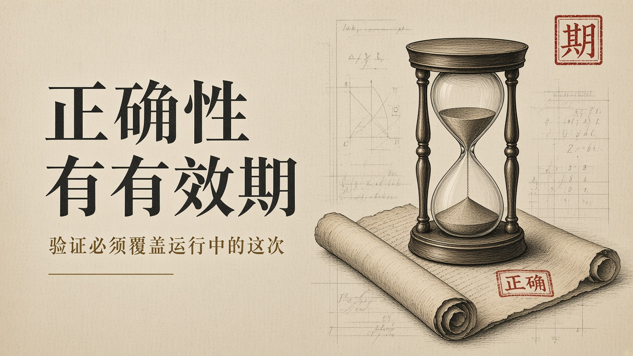 正确性有有效期,验证必须覆盖运行中的这一次