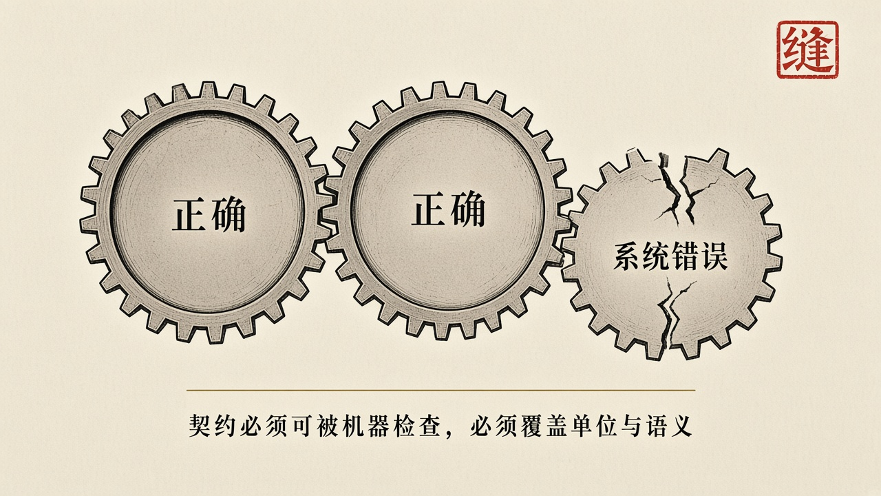 契约必须覆盖单位与语义,各自正确不是系统正确