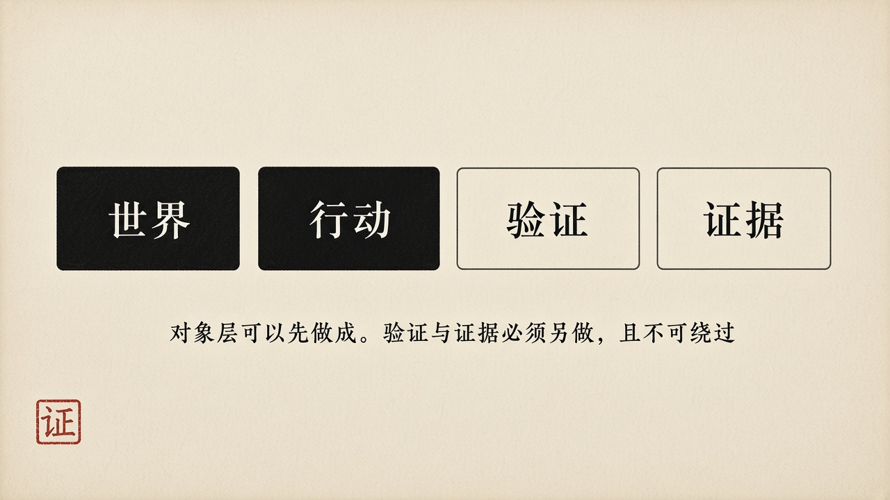 验证与证据必须另做,且不可绕过